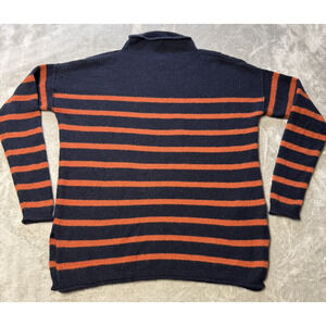 Madewell Oversized Sweater Size XS Navy Orange Striped Wool Blend Alpaca Boxy